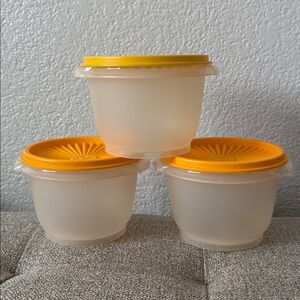 Tupperware servalier bowls vintage yellow gold clear set of 3